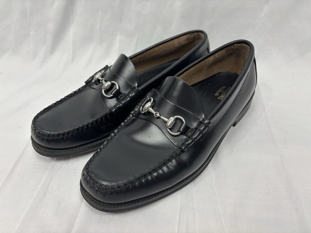 G.H. BASS MENS WEEJUNS Lincoln Bit Loafer Shoe Black Slip On Leather Size 9.5